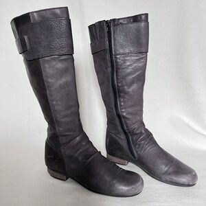 Fly London knee high flat boots, grey, size 8